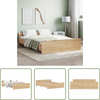 Produktbild von The Living Store Bettgestell mit Kopf- und Fußteil Sonoma-Eiche 150x200 cm
