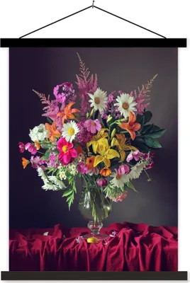 Produktbild von MuchoWow® Textilposter Stilleben - Blumenstrauß - Blumen 90x120 cm mit schwarzem Rahmen - Dekoration