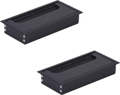 Produktbild von HOOZ 2x Kabeldurchführung Schreibtisch, 160mm Aluminium Kabeldurchlass mit Bürstendichtung, Kabeldurchführung Tisch für Tisch Büro Arbeitsplatten, Kabelkanal für Möbel und Schreibtisch (Rechteckig)