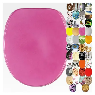 Produktbild von WC-Sitz ohne Absenkautomatik, verschiedene Toilettendeckel zur Auswahl, hochwertige Oberfläche, stabile Scharniere, einfache Montage (Glitzer Pink)