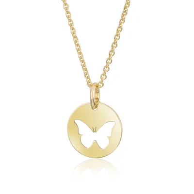 Produktbild von MATERIA Halskette mit Kettenanhänger Gold Schmetterling Kette 925 Silber Damen Schmuck 42+5cm #KA-439