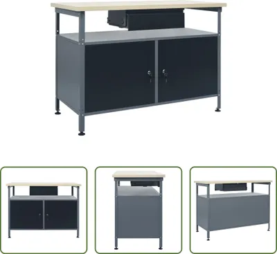 Immagine prodotto di The Living Store Banco da lavoro nero 120x60x85 cm in acciaio