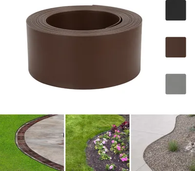 Produktbild von Jopassy Rasenkante Kies Beeteinfassung Mähkante Beetumrandung Rasenband Oberkante Gartenwegen Gartenumrandung Rasenbegrenzung Braun 1000x10cm