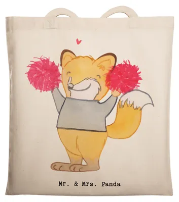 Produktbild von Mr. & Mrs. Panda Baumwolltasche Fuchs Cheerleader - Transparent - Geschenk, Tragetasche, Cheerleading, Turn Club, Tote Bag, Turniere, Einkaufstasche, Shopping Tasche