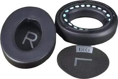 Three parts of headphone ear pads are shown against a white background.