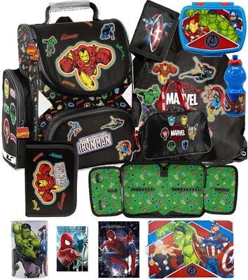 Produktbild von AVENGERS Schulranzen Ergonomisch 11-teilig schulrazen set ranzen rucksack schulrucksack schulranzen IRON MAN MARVEL fur Jungen
