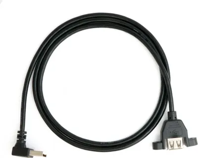 Produktbild von SYSTEM-S USB 2.0 Kabel 100 cm Typ A Buchse zu Stecker Schraube Winkel Schwarz