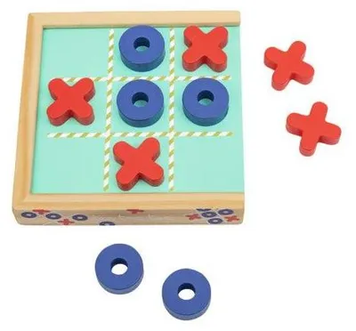 Produktbild von Tic-Tac-Toe-Spiel, Holz, bunt, 12 × 12 × 2,3 cm, 4 Spielvarianten