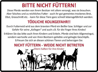 Produktbild von vianmo Holzschild 30x40 cm Tiere bitte nicht füttern Pferde Verbot