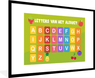 Produktbild von MuchoWow® MuchoWow® Gerahmtes Poster Kinderzimmer - Alphabet - Lernen - Jungen - Mädchen - Kinder - Kinder 90x60 cm - Poster mit zchwarzem Bilderrahmen - Wanddekoration - Fotos