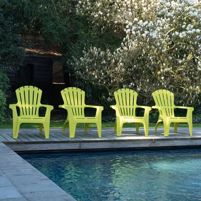 Image de Lot de 4 Fauteuils  Adirondack de jardin en résine empilables Anis