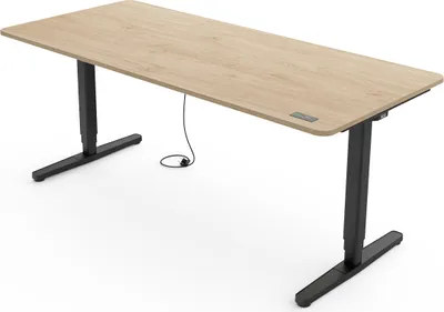 Produktbild von Yaasa Desk Pro Höhenverstellbarer Schreibtisch Elektrisch 160 x 80 cm, Eiche hell/Schwarz – Touch Handschalter – 9 Speicherfunktionen – Höhenanzeige
