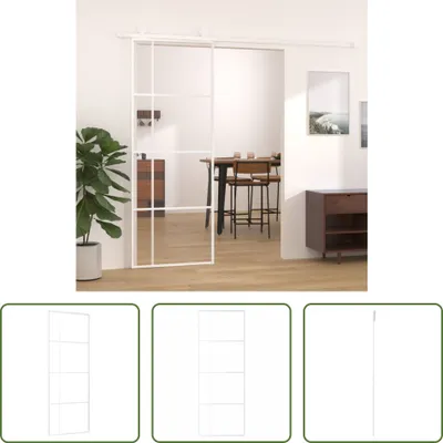 Produktbild von The Living Store Schiebetür ESG-Glas und Aluminium 76x205 cm Weiß