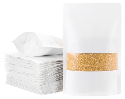 Standbeutel aus Kraftpapier, 50 Stück, 35 x 35,5 cm, weiß, wiederverschließbar