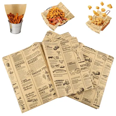 Produktbild von Backpapier in Zeitungsoptik - Antihaftbeschichtete Deli-Papierblätter - 100 Stück - 28 x 38 cm