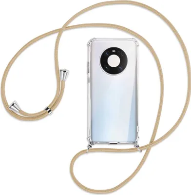 Produktbild von Handykette Backcover-Schutzhülle mit Band (Metall silberfarben) für Huawei Mate 40 Pro - caramel
