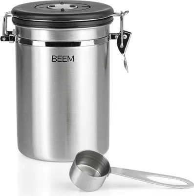 Produktbild von Kaffeebehälter mit Dosierlöffel, luftdicht aus Edelstahl, Datumsanzeige, 700 g Kaffee, Aromadose, CO2-Entlüftungsventil