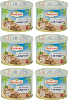 Produktbild von Food-United bayerische Dosenwurst 6x200g Döschen, Leberwurst nach Hausmacher Art, GQB "e Qualität Bayern" von ZIMMERMANN Fleischwerke, passend für Brotzeit und Bier