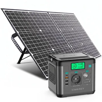 Produktbild von 300W(Spitzenwert 600W) Tragbare Power Station Solarspeicher mit 100W Solarpanels Solaranlagen Solarzelle , Stromerzeuger Solargenerator Ladegerät