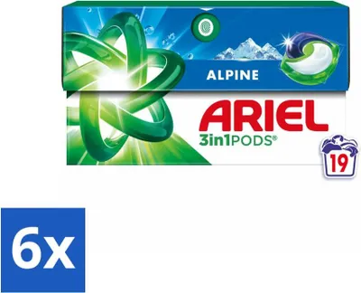 Produktbild von Ariel - 3-in-1 Waschmittelkapseln - Alpine - 19 Kapseln - Vorteilspack - 6 Stücke