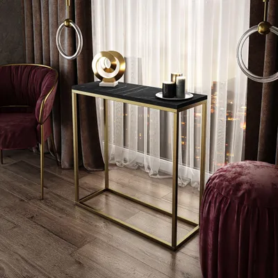 Produktbild von Konsolentisch MODERN GRIGIA 80 cm Gold Matt / Schwarz Grigria Pietra
