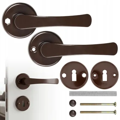 Produktbild von Türgriffset, Türbodenrosette, Schlüssel, rund, braun, Rosette