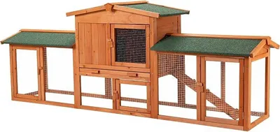 Imagen del producto de Silecomplaza: Jaula para conejos de 2190 x 530 x 850 mm, con recinto exterior y refugio elevado, fabricada en madera de pino. Jaula para animales pequeños de dos niveles