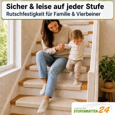 Produktbild von Stufenmatten Rambo New Halbrund SparSet - Beige 15 Stück, KI-generiertes Bild