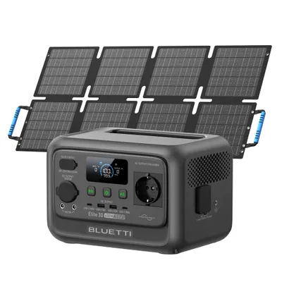 Obrázek produktu pro BLUETTI Elite 30 V2 + 60W solární panel Solární úložiště 600W / 288Wh Přenosná elektrocentrála Solární generátor Baterie pro domácí zálohování / nouzové napájení / kempování / nouzové situace
