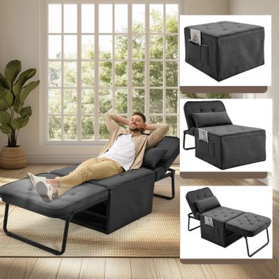 Schlafsofa mit Kissen, umwandelbar 4-in-1 Multi-Funktionsverstellbare Liege Gäste und faltbarer multifunktionaler Ottomane, klappbares Bett