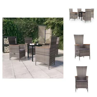 Immagine prodotto di vidaXL Set da pranzo da giardino 5 pezzi con cuscini grigio - Set di mobili da giardino