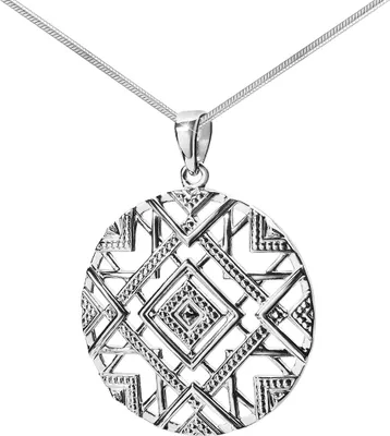 Produktbild von MATERIA Großer Kettenanhänger Silber 925 für Damen - Anhänger rund mit Halskette rhodiniert in Etui KA-419