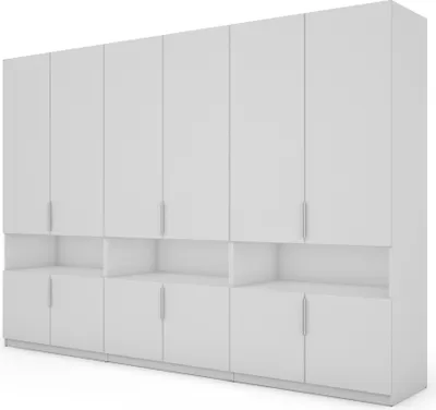 Produktbild von Meblast | Kleiderschrank 330x230 cm - Weiß - Garderobe mit Regalen, Schubladen und Kleiderstange | Minimalistischer Stil