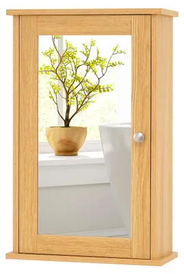 Produktbild von Wandschrank mit Spiegeltür und verstellbarer Ablage, 34 x 15 x 53 cm (Natur)