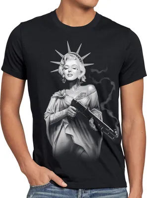 Produktbild von style3 Marilyn Liberty Tattoo T-Shirt Herren freiheitsstatue USA new york, Größe:4XL, Farbe:Schwarz