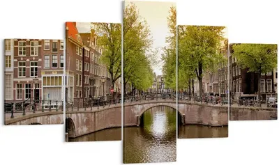 Produktbild von Bild auf Leinwand - Leinwandbild - Kanal Wasser Amsterdam Fahrrad - 125x70cm - Wand Bild - Wanddeko - Leinwanddruck - Bilder - Kunstdruck - Wanddekoration - Leinwand bilder - Wandkunst - EA125x70-2697
