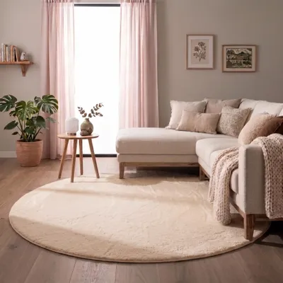 Produktbild von Volero - Flauschiger Teppich Rund - Cozy Beige - Ø 230cm - Wohnzimmer, Schlafzimmer, Büro, Jugendzimmer - Modern, Skandinavisch