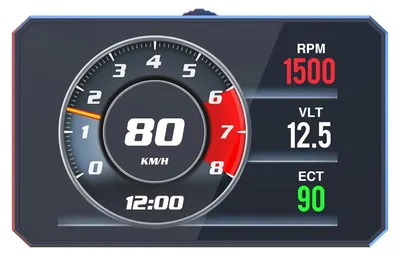 Obrázek produktu pro Auto HUD Head-Up Display – OBD2 projektor na čelní sklo – 7,6 cm LCD – zobrazení rychlosti – diagnostika – univerzální kompatibilita