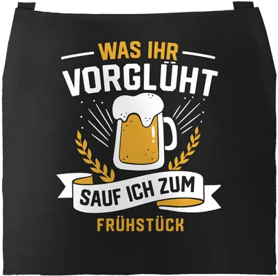 Produktbild von Grill-Schürze für Männer mit Spruch Was ihr vorglüht sauf ich zum Frühstück Baumwollschürze Küchenschürze Moonworks® schwarz unisize