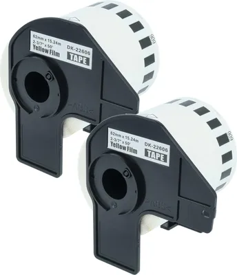 Produktbild von vhbw 2x Rolle mit Halter 62mm x 15,24m (1 Etikette) kompatibel mit Brother PT QL-710W, QL-720, QL720NW, QL-700, QL-710 Drucker - Premium Gelb