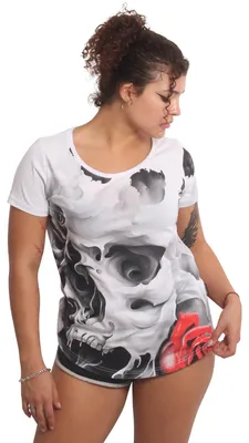 Produktbild von Yakuza Damen Floating Curved Crew Neck T-Shirt, Weiß, S