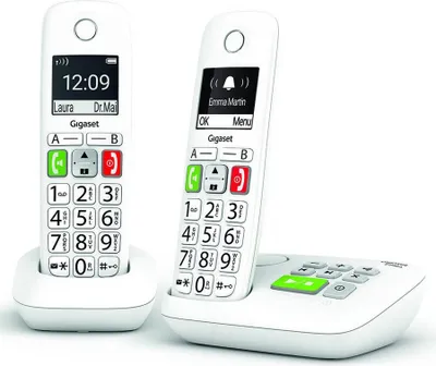 Produktbild von Gigaset E290A Duo, Analoges/DECT-Telefon, Kabelloses Mobilteil, Freisprecheinrichtung, 150 Eintragungen, Anrufer-Identifikation, Weiß