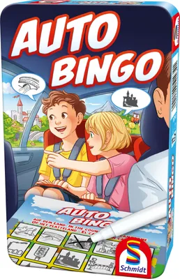 Immagine prodotto di Schmidt Spiele gioco della tombola per auto da portare con sé in una scatola di metallo