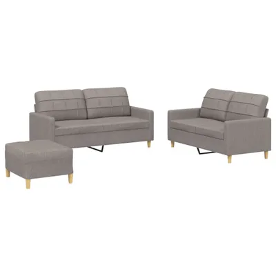 Produktbild von vidaXL 3-tlg. Sofagarnitur mit Kissen Taupe Stoff