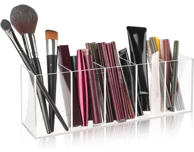 Produktbild von Pinselhalter mit 5 Fächern, Acryl, Kosmetik Organizer, 28,2 x 7,6 x 9,5 cm
