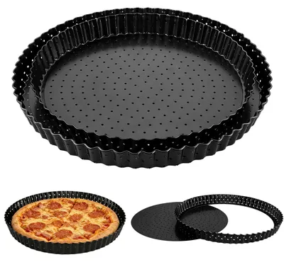 Backformen-Set 2er, 26 & 30 cm, Kohlenstoffstahl, Antihaft, perforiert