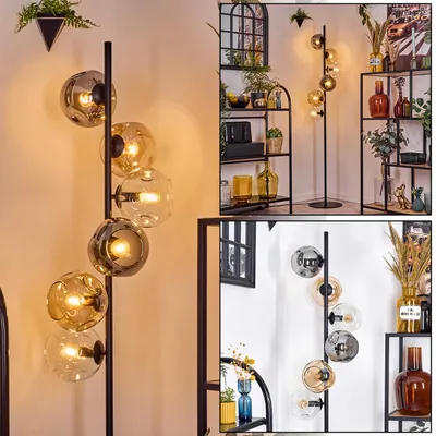 Produktbild von Villamare Stehlampe aus Metall/Glas in Schwarz/Bernstein-/Rauchfarben/Klar