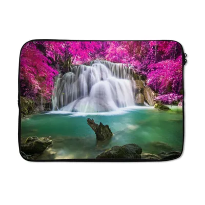 Produktbild von MuchoWow® Laptop Hülle 13 Zoll Wasserfall - Rosa - Bäume Laptoptasche - Laptophülle - Sleeve - Rundumschutz