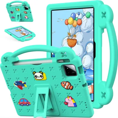 Obrázek produktu pro Ochranné pouzdro pro Xiaomi Pad 7 / Pad 7 Pro 11.2", roztomilé dětské pouzdro, odolné proti nárazům s držadlem a stojánkem Zelený