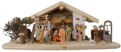 Produktbild von Wundervolle Weihnachtskrippe Neunhof inkl. 12-tlg. Figurensatz K 650-9, Maße: ca. 50 x 20 x 24 cm